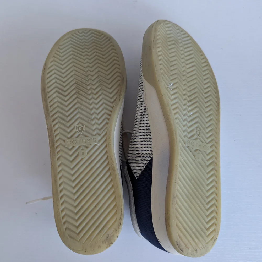 Rothy's Blue and Cream Sneakers Casual Low-Top Design - Picture 7 of 9